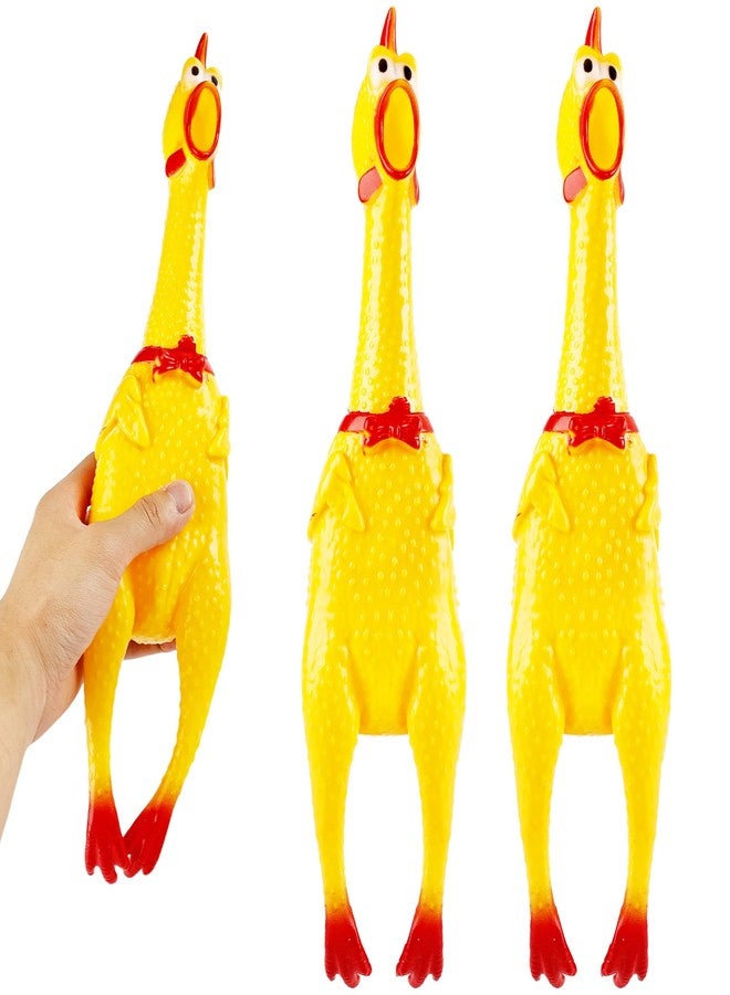 Plukeen 3 Pack Large Squeeze Screaming Rubber Chicken 16 Inch Yellow Squawking Chicken Rubber Squeaky Chicken Toy for Kids Adults Dogs Pets Prank Novelty Toy - Image 1